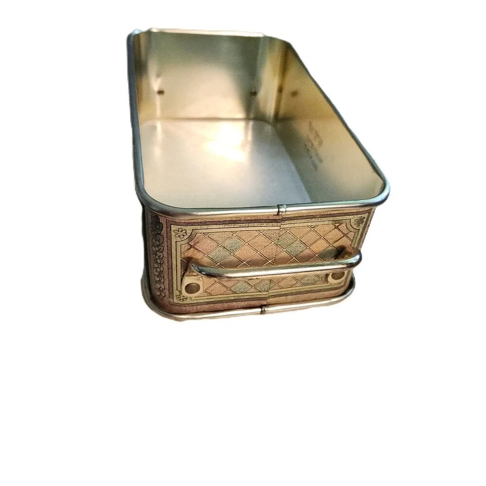 Vintage 80's Pyrex Amber Glass Loaf Pan  w/ Decorative Metal Carrier #213